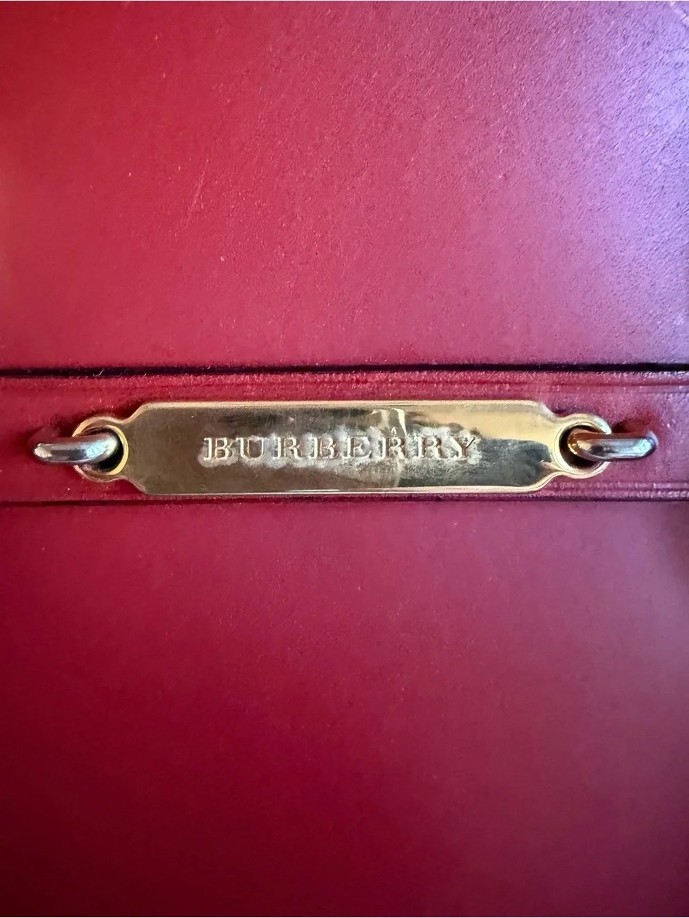 Burberry Red Leather Dome Satchel with Gold Hardware